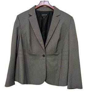 Jones New York lined suit jacket woman stretch 18W black white patterned boss